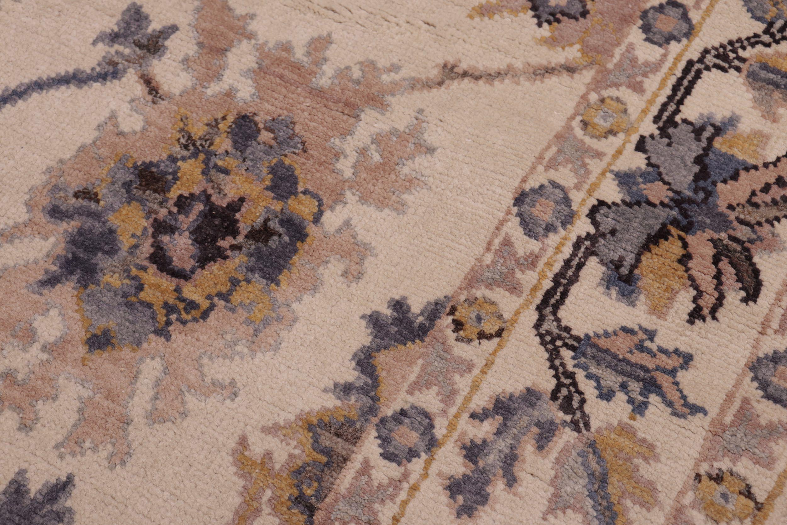 handmade Traditional Oushak Beige Blue Hand Knotted RECTANGLE 100% WOOL area rug 6' x 8'