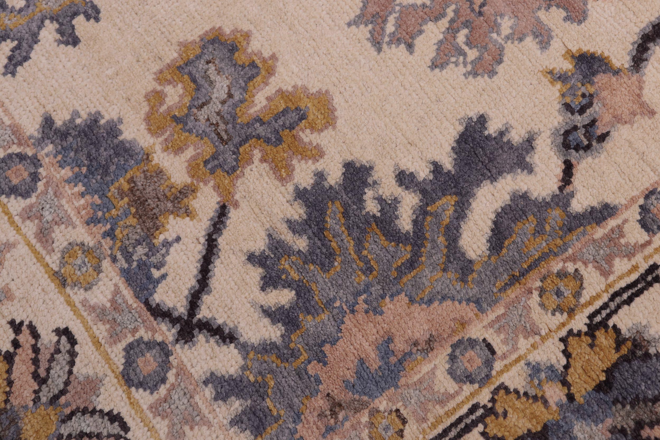 handmade Traditional Oushak Beige Blue Hand Knotted RECTANGLE 100% WOOL area rug 6' x 8'