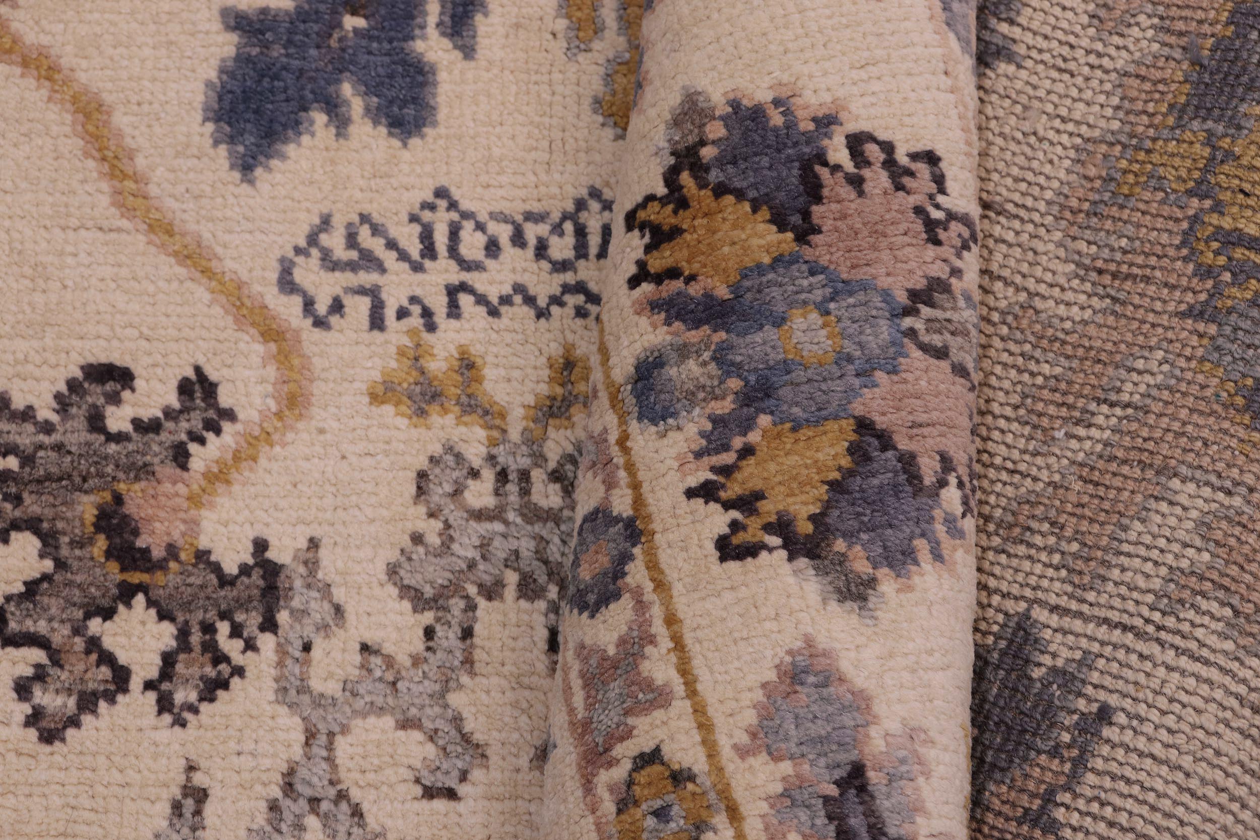 handmade Traditional Oushak Beige Blue Hand Knotted RECTANGLE 100% WOOL area rug 6' x 8'