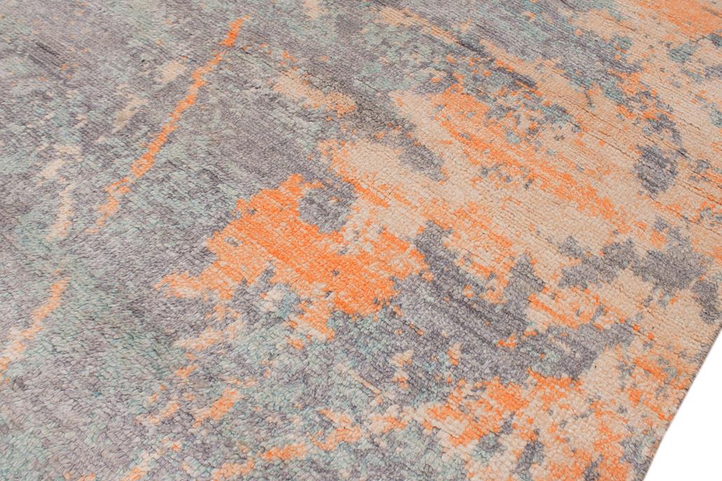 handmade Modern Kafkaz Gray Beige Hand Knotted RECTANGLE BAMBOO SILK area rug 5 x 8