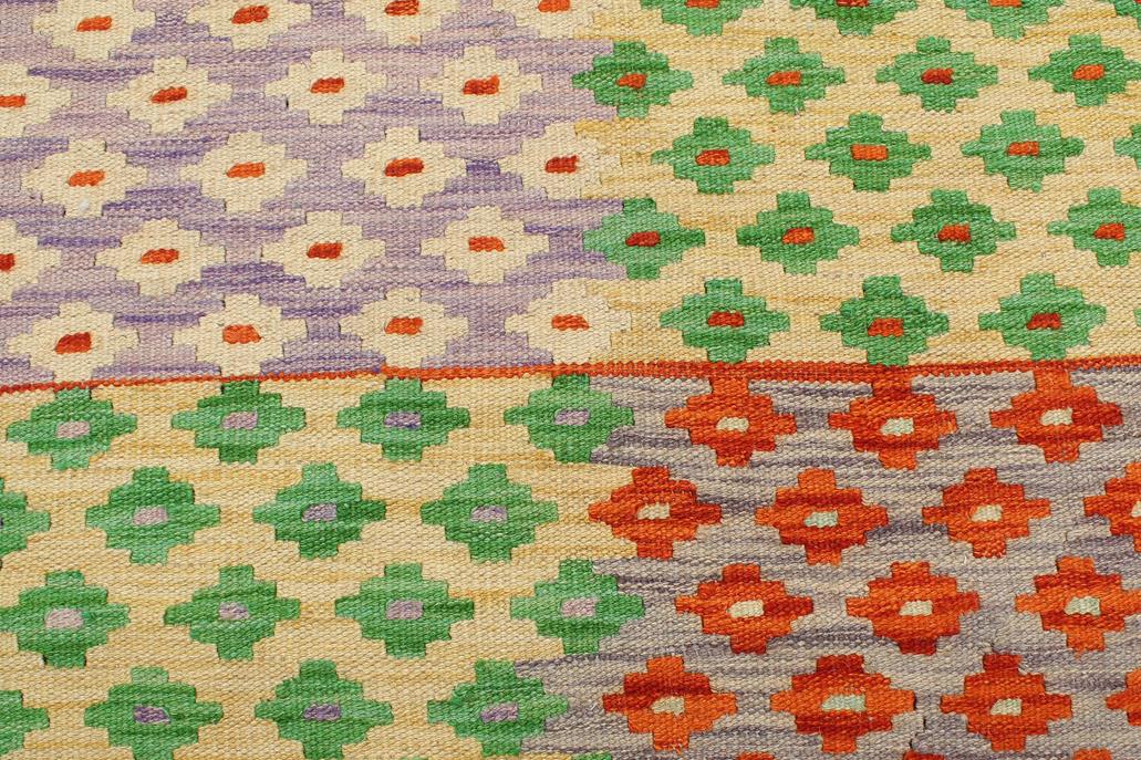 Flat Weave Kilim Antique Navaho Vintage handmade Modern Kilim Blue Rust Hand-Woven Rectangle 100% Wool Area Rug 8x11 