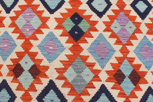 handmade Geometric Kilim Beige Blue Hand-Woven RECTANGLE 100% WOOL area rug 7 x 10
