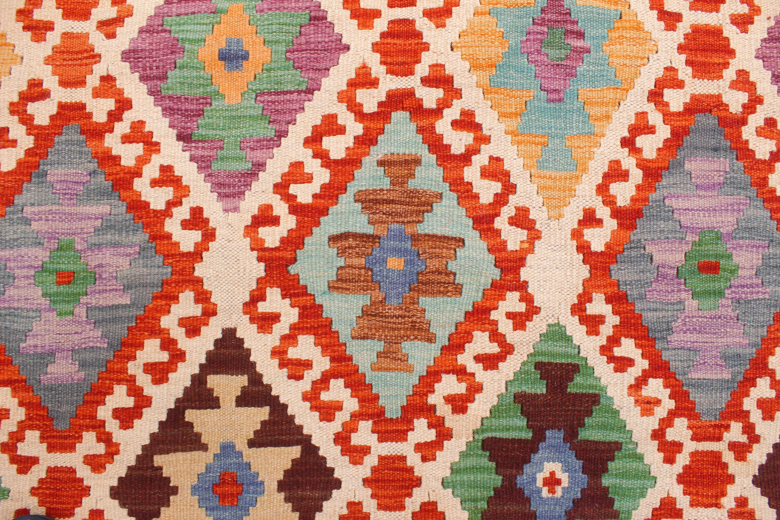 handmade Geometric Kilim Beige Green Hand-Woven RECTANGLE 100% WOOL area rug 8 x 11