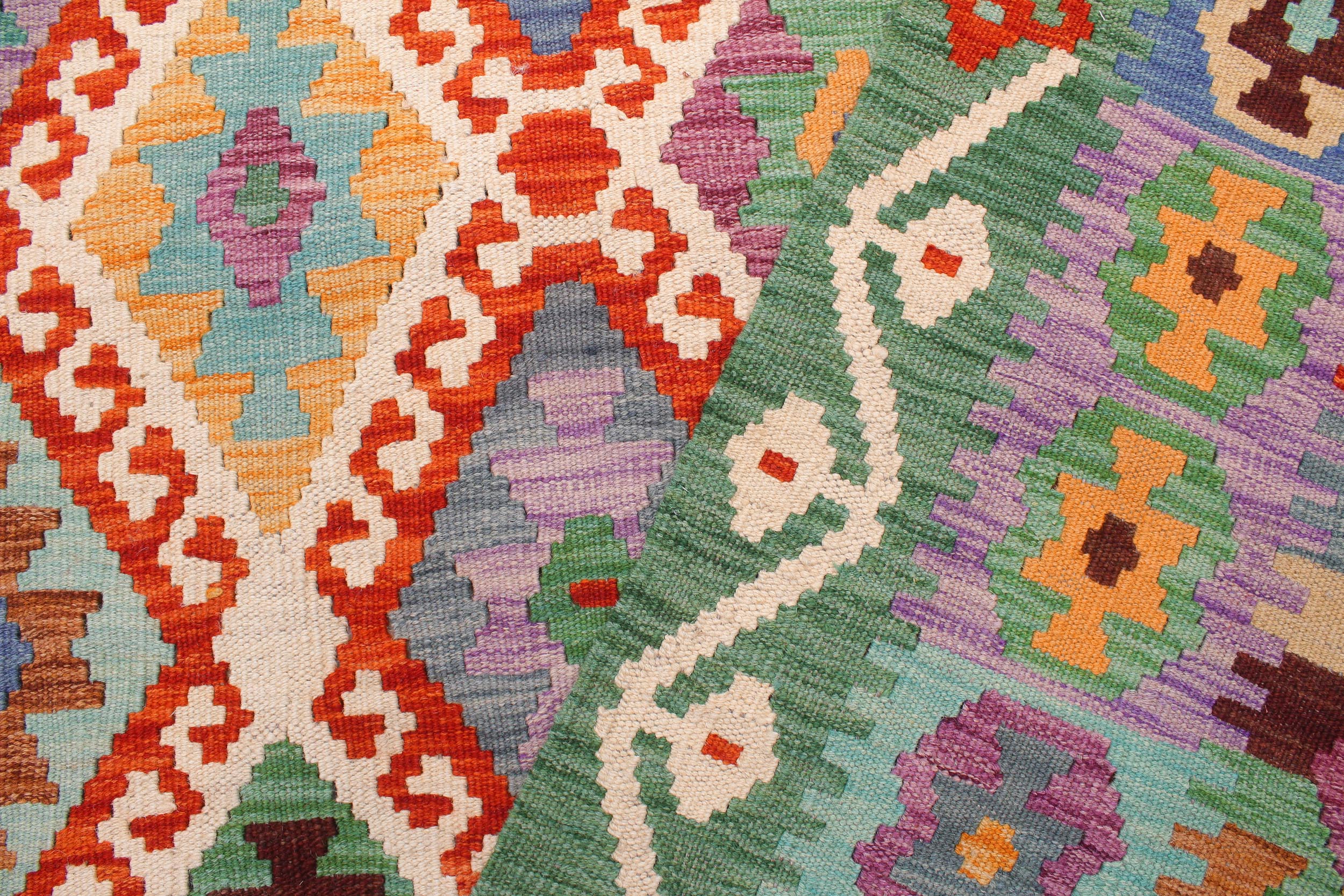 handmade Geometric Kilim Beige Green Hand-Woven RECTANGLE 100% WOOL area rug 8 x 11
