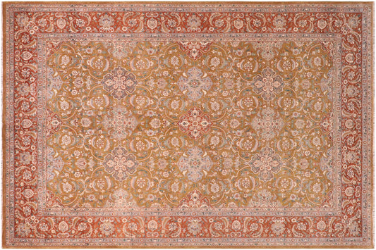 handmade Transitional Design Gold Rust Hand Knotted RECTANGLE 100% WOOL area rug 10' x 14'