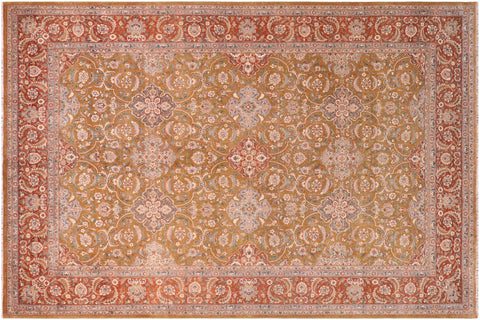 handmade Transitional Design Gold Rust Hand Knotted RECTANGLE 100% WOOL area rug 10' x 14'