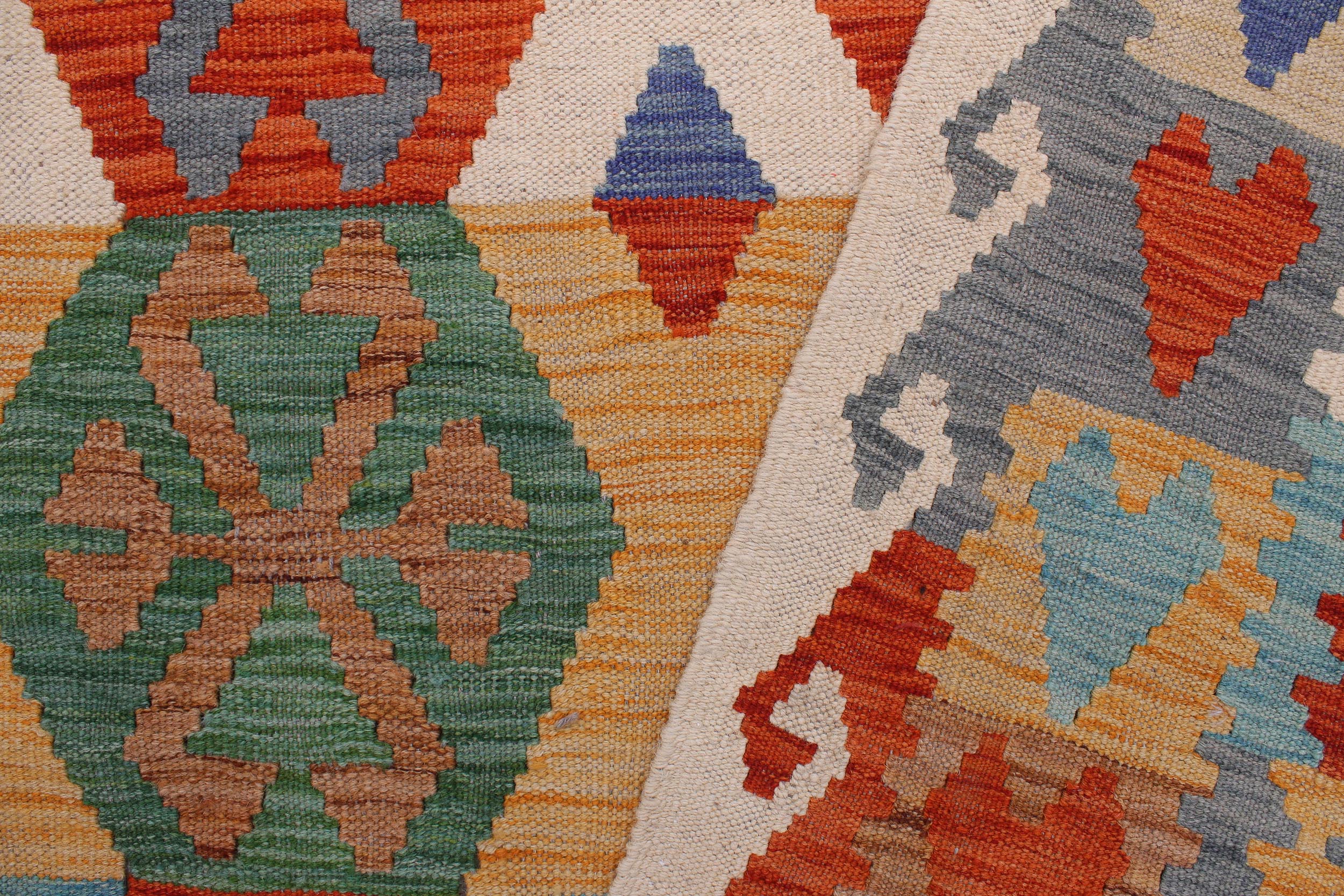handmade Geometric Kilim Beige Rust Hand-Woven RECTANGLE 100% WOOL area rug 8 x 10