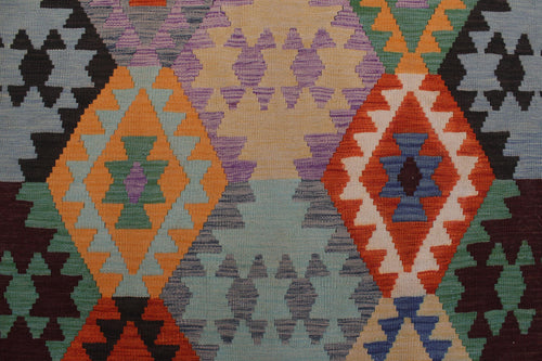 handmade Geometric Kilim Rust Black Hand-Woven RECTANGLE 100% WOOL area rug 9 x 11