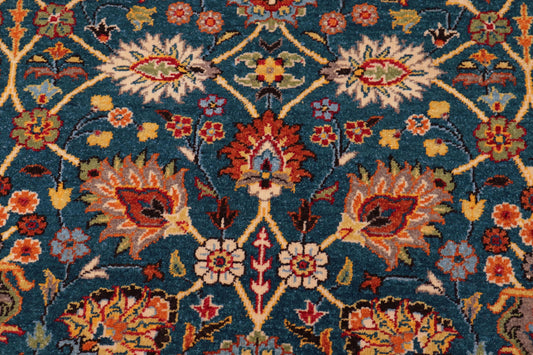 handmade Transitional  Lt. Blue Ivory Hand Knotted RECTANGLE 100% WOOL area rug 10' x 14'