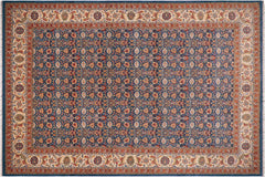 handmade Transitional  Lt. Blue Ivory Hand Knotted RECTANGLE 100% WOOL area rug 10' x 14'