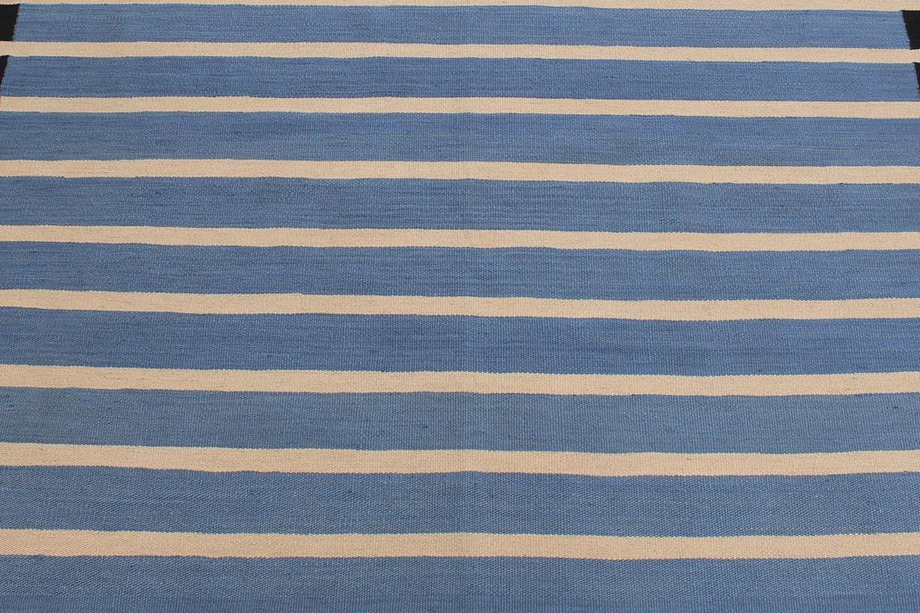 Flat Weave Kilim Antique Navaho Vintage handmade Modern Kilim Blue Black Hand-Woven Rectangle 100% Wool Area Rug 7x10 