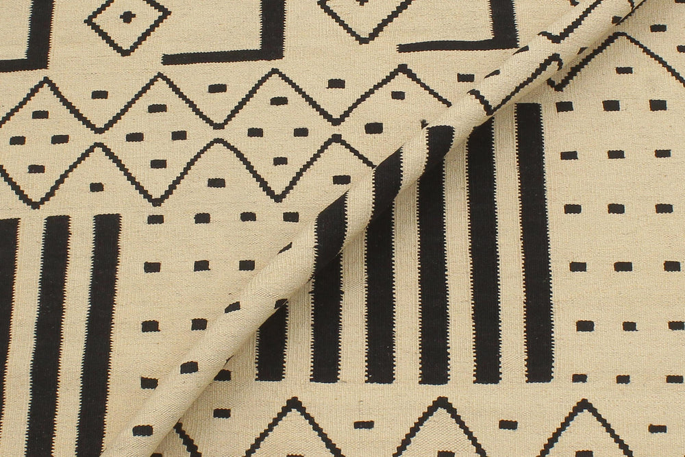 handmade Modern Kilim Beige Black Hand-Woven RECTANGLE 100% WOOL area rug 5' x 7'