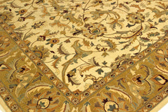 handmade Traditional  Ivory Gold Hand Knotted RECTANGLE 100% WOOL area rug 10' x 14'