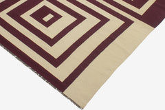 handmade Modern Kilim Beige Purple Hand-Woven RECTANGLE 100% WOOL area rug 6' x 10'