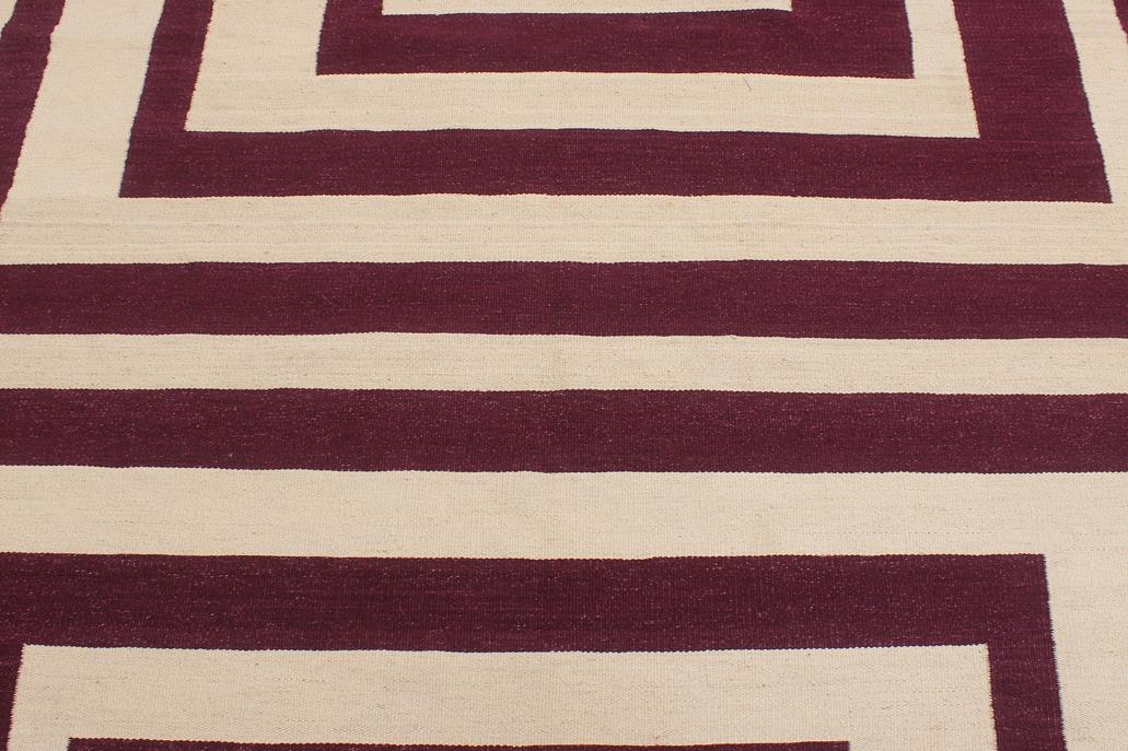 Flat Weave Kilim Antique Navaho Vintage handmade Modern Kilim Beige Purple Hand-Woven Rectangle 100% Wool Area Rug 6x10 