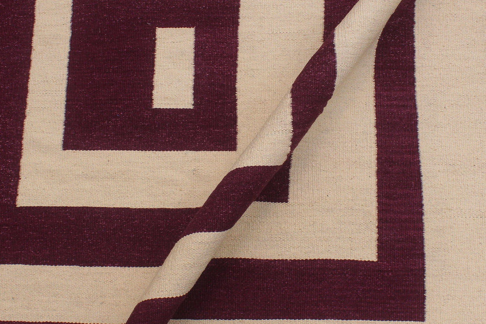 handmade Modern Kilim Beige Purple Hand-Woven RECTANGLE 100% WOOL area rug 6' x 10'