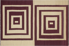 handmade Modern Kilim Beige Purple Hand-Woven RECTANGLE 100% WOOL area rug 6' x 10'