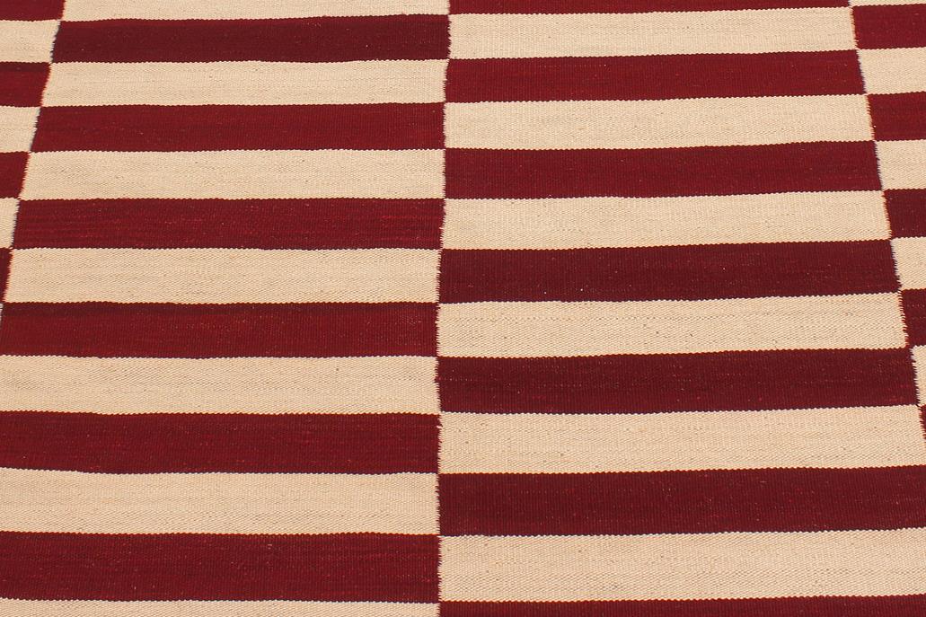 Flat Weave Kilim Antique Navaho Vintage handmade Modern Kilim Beige Red Hand-Woven Rectangle 100% Wool Area Rug 7x10 