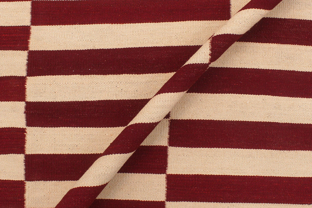 handmade Modern Kilim Beige Red Hand-Woven RECTANGLE 100% WOOL area rug 7' x 10'