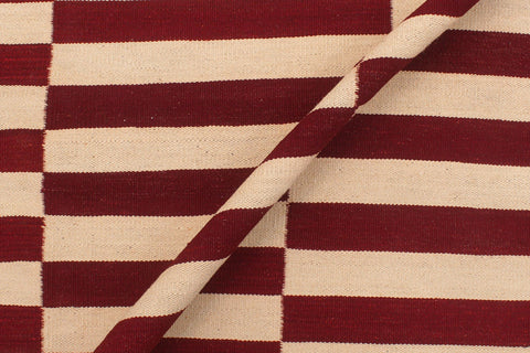 handmade Modern Kilim Beige Red Hand-Woven RECTANGLE 100% WOOL area rug 7' x 10'