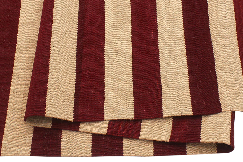 handmade Modern Kilim Beige Red Hand-Woven RECTANGLE 100% WOOL area rug 7' x 10'