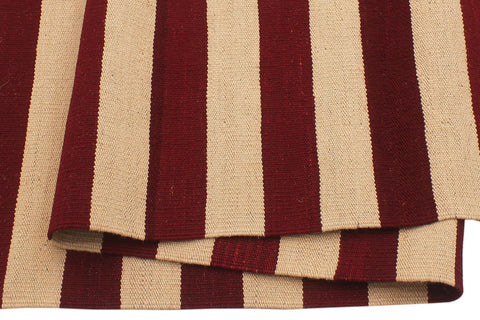 handmade Modern Kilim Beige Red Hand-Woven RECTANGLE 100% WOOL area rug 7' x 10'