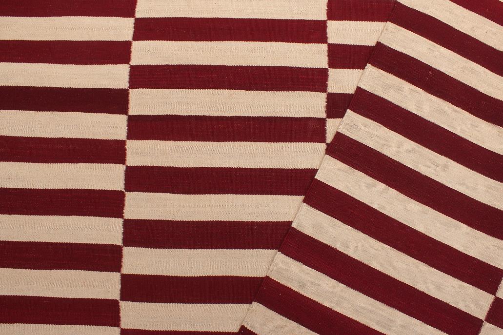 Flat Weave Kilim Antique Navaho Vintage handmade Modern Kilim Beige Red Hand-Woven Rectangle 100% Wool Area Rug 7x10 