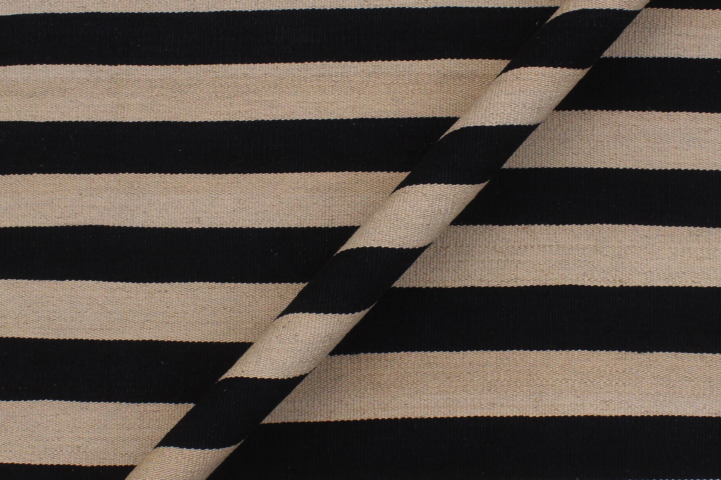 handmade Modern Kilim Beige Black Hand-Woven RECTANGLE 100% WOOL area rug 8' x 10'
