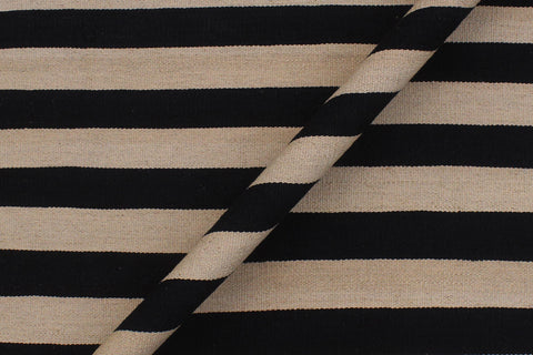 handmade Modern Kilim Beige Black Hand-Woven RECTANGLE 100% WOOL area rug 8' x 10'