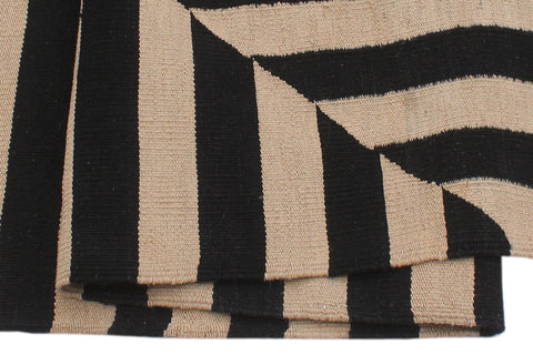 handmade Modern Kilim Beige Black Hand-Woven RECTANGLE 100% WOOL area rug 8' x 10'