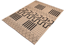 handmade Modern Kilim Beige Black Hand-Woven RECTANGLE 100% WOOL area rug 8' x 10'