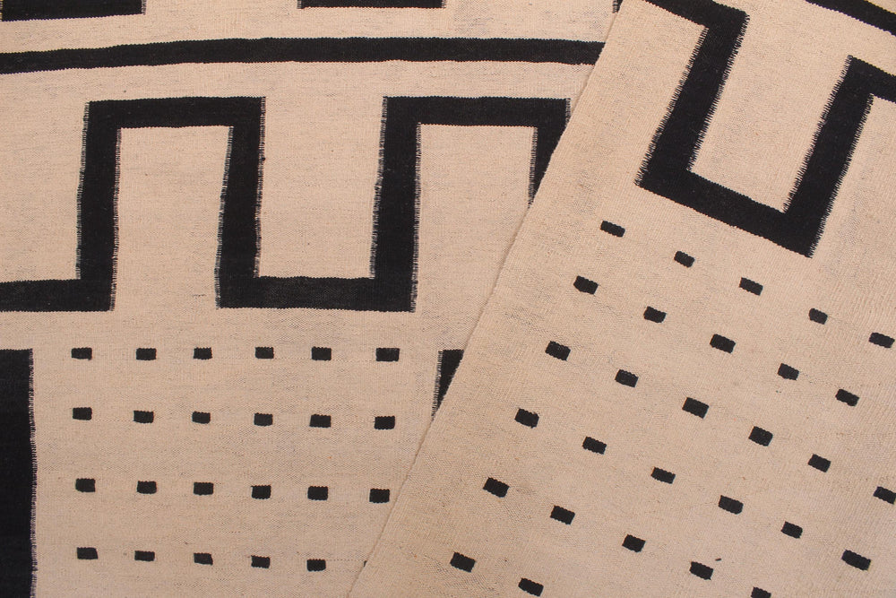 handmade Modern Kilim Beige Black Hand-Woven RECTANGLE 100% WOOL area rug 8' x 10'