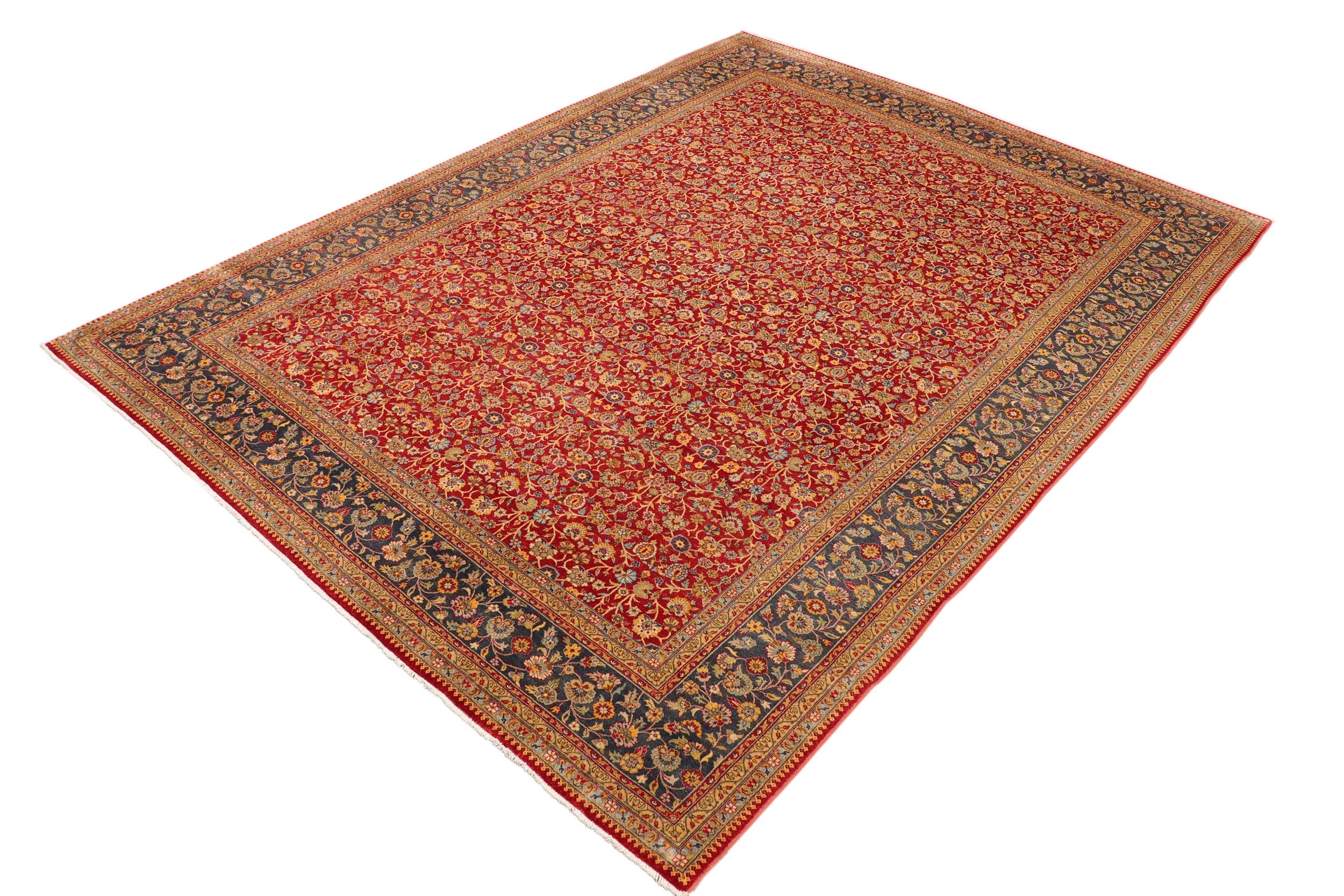 handmade Transitional  Red Blue Hand Knotted RECTANGLE 100% WOOL area rug 10' x 14'