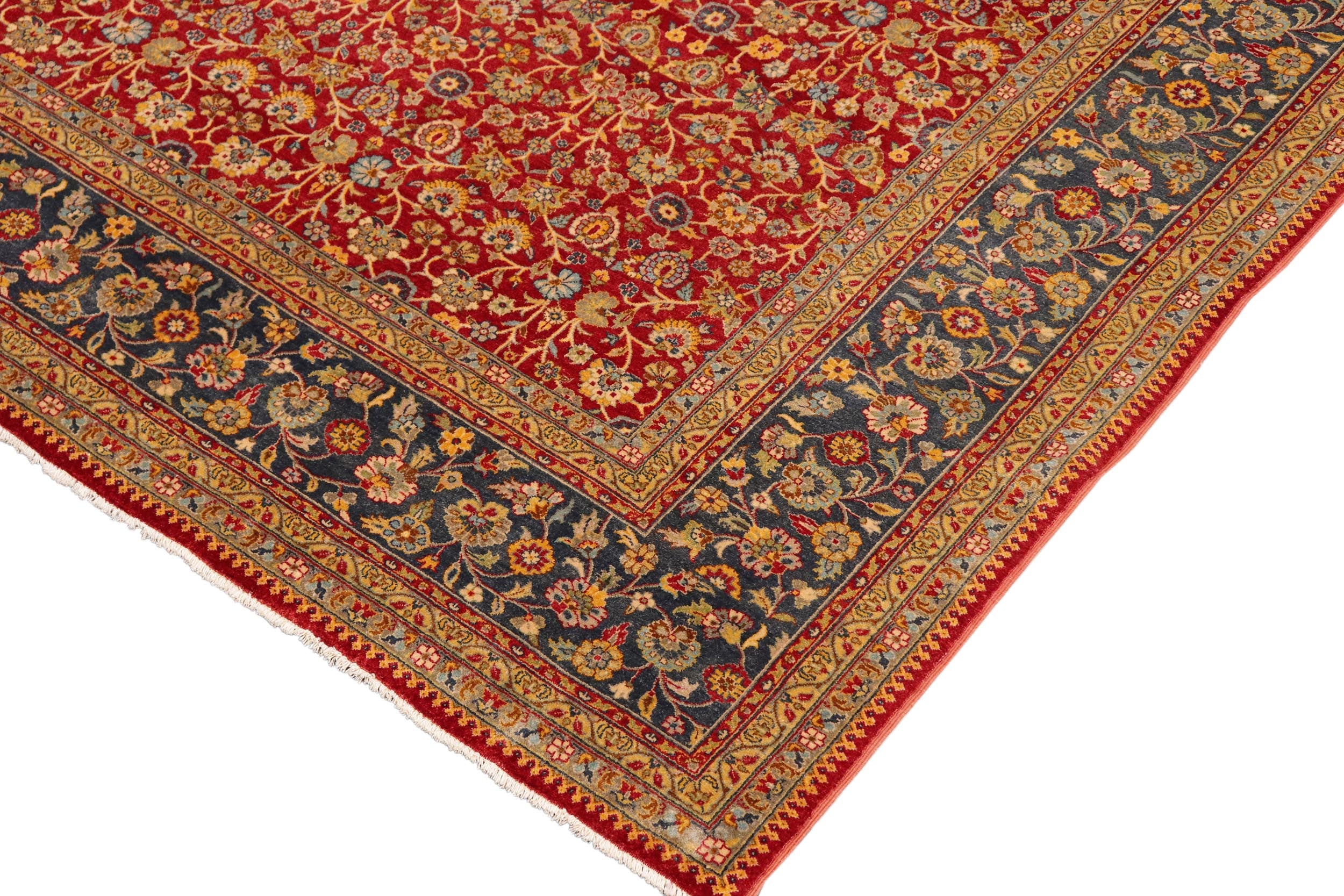 handmade Transitional  Red Blue Hand Knotted RECTANGLE 100% WOOL area rug 10' x 14'