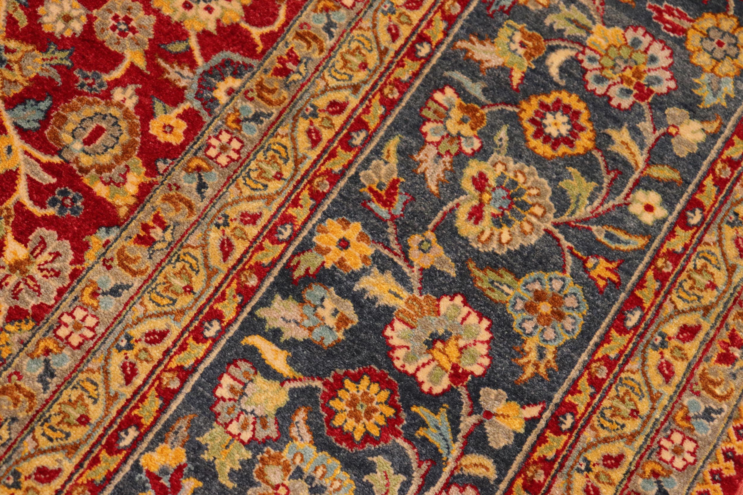 handmade Transitional  Red Blue Hand Knotted RECTANGLE 100% WOOL area rug 10' x 14'