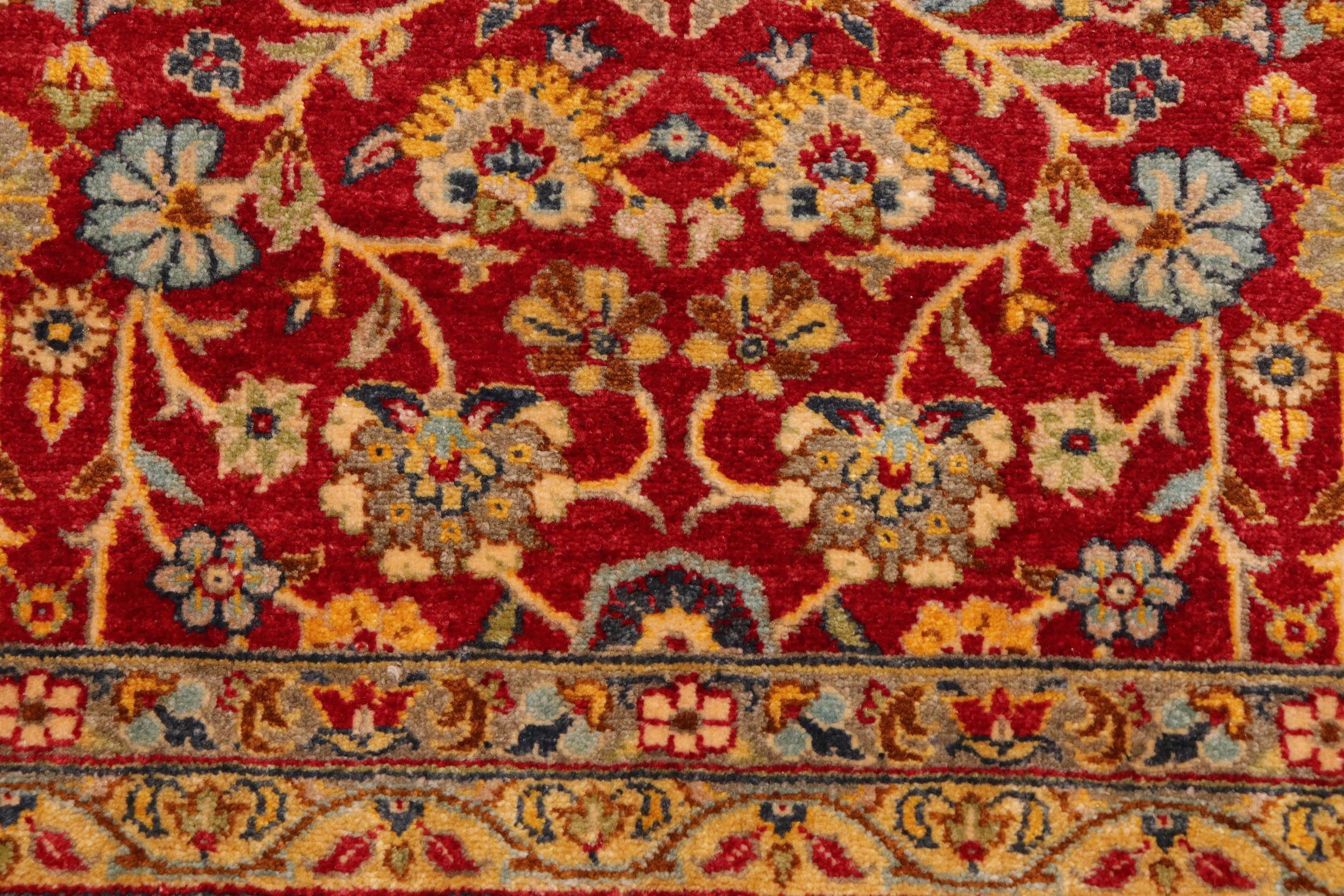 handmade Transitional  Red Blue Hand Knotted RECTANGLE 100% WOOL area rug 10' x 14'