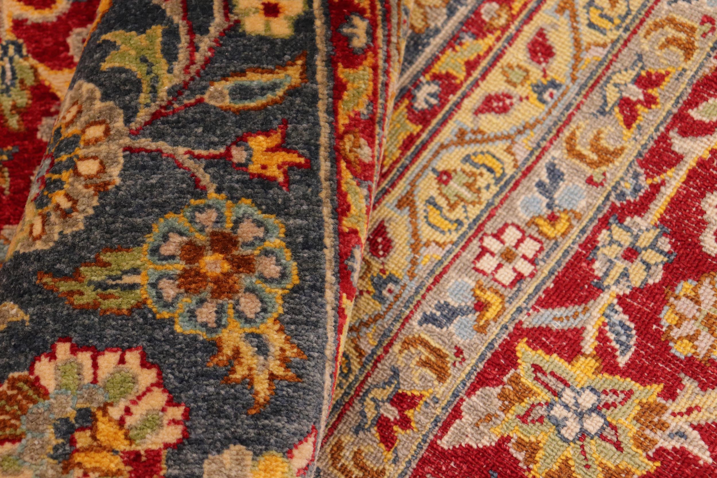 handmade Transitional  Red Blue Hand Knotted RECTANGLE 100% WOOL area rug 10' x 14'