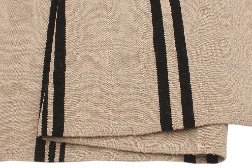 handmade Modern Kilim Beige Black Hand-Woven RECTANGLE 100% WOOL area rug 8' x 10'