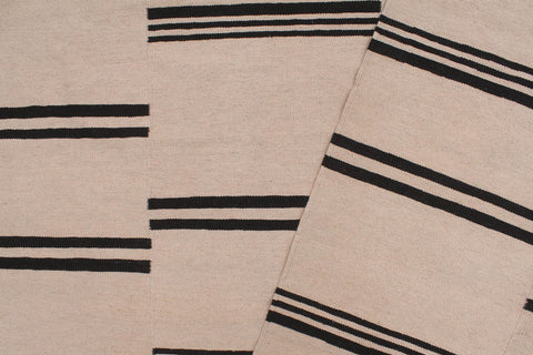 handmade Modern Kilim Beige Black Hand-Woven RECTANGLE 100% WOOL area rug 8' x 10'