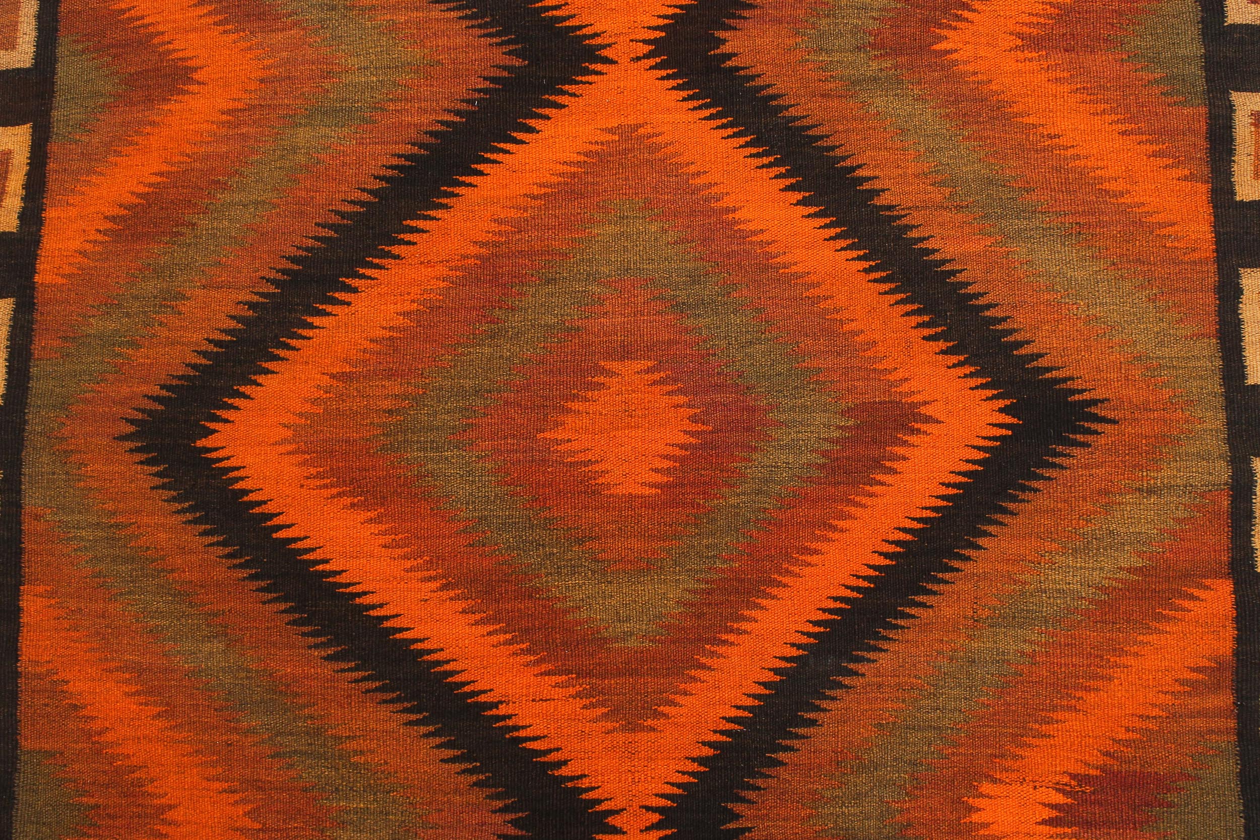handmade Geometric Kilim Rust Brown Hand-Woven RUNNER 100% WOOL area rug 5' x 10'