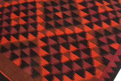 handmade Geometric Kilim Red Orange Hand-Woven RUNNER 100% WOOL area rug 5' x 11'
