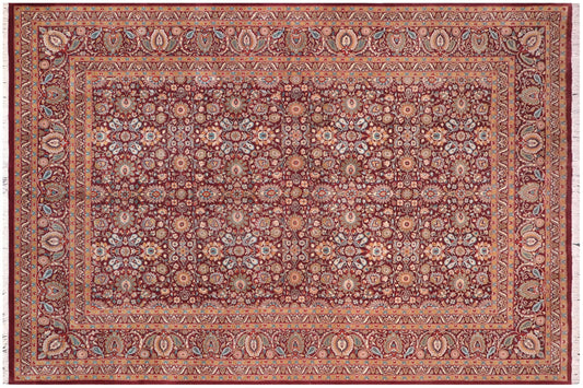 handmade Transitional New Asif Aubergine Beige Hand Knotted RECTANGLE 100% WOOL area rug 10x14