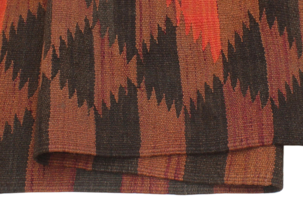 handmade Geometric Kilim Red Orange Hand-Woven RUNNER 100% WOOL area rug 4' x 10'