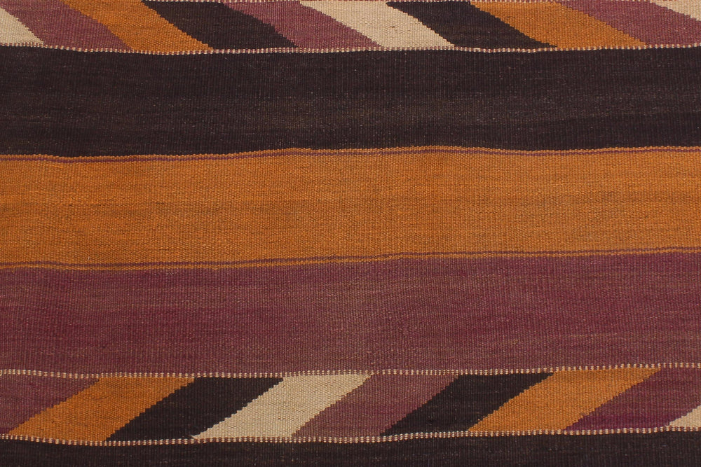 handmade Geometric Kilim Orange Brown Hand-Woven RUNNER 100% WOOL area rug 5' x 10'