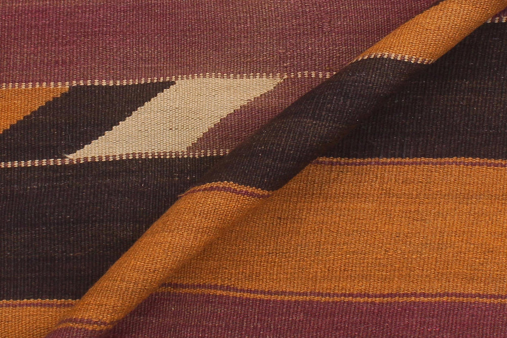 handmade Geometric Kilim Orange Brown Hand-Woven RUNNER 100% WOOL area rug 5' x 10'