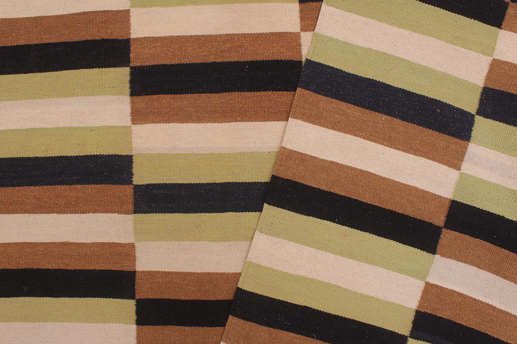 Flat Weave Kilim Antique Navaho Vintage handmade Modern Kilim Beige Brown Hand-Woven Rectangle 100% Wool Area Rug 8x11 