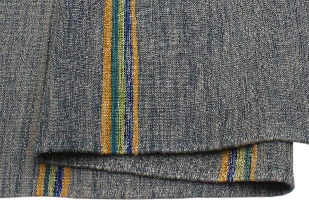 Flat Weave Kilim Antique Navaho Vintage handmade Modern Kilim Blue Gold Hand-Woven Rectangle 100% Wool Area Rug 9x11 