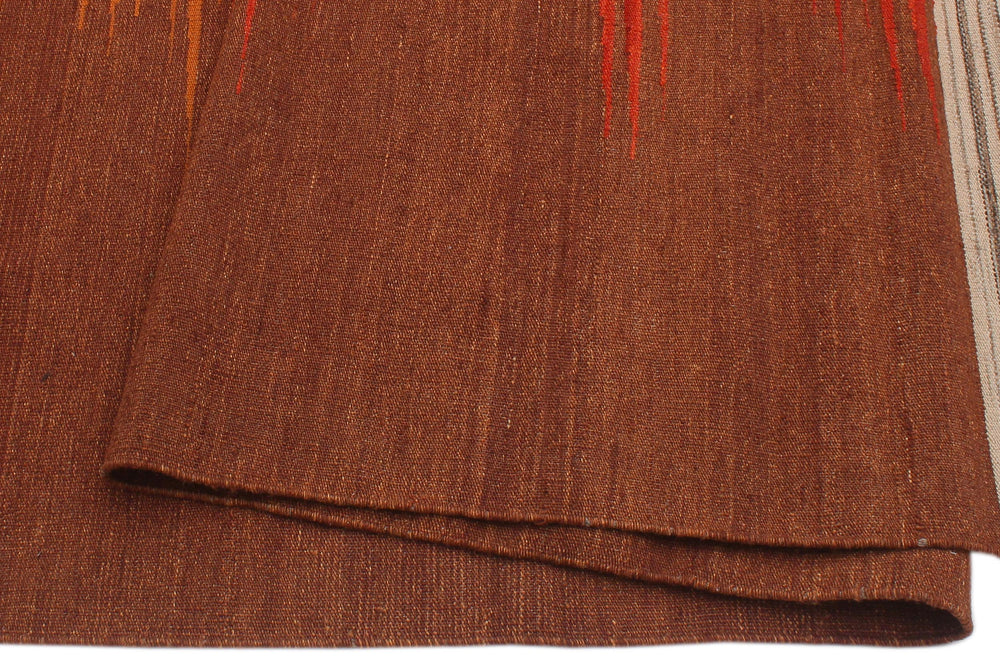 handmade Modern Kilim Brown Red Hand-Woven RECTANGLE 100% WOOL area rug 8x10