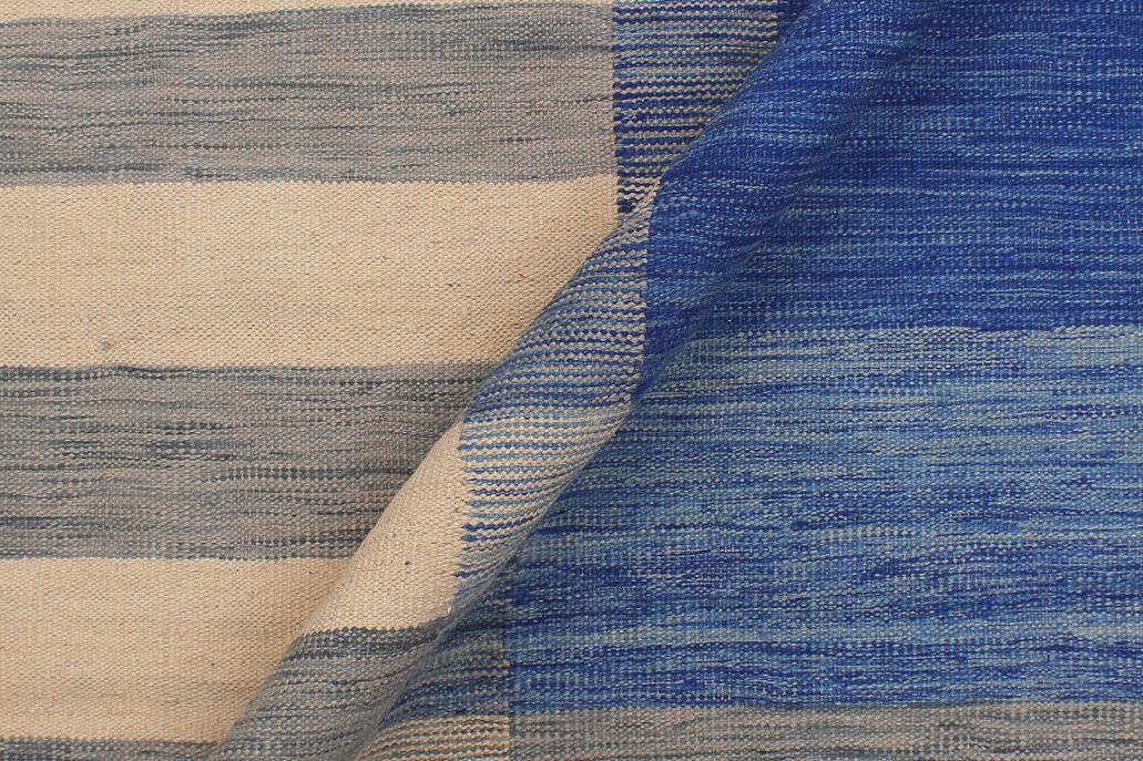 Flat Weave Kilim Antique Navaho Vintage handmade Modern Kilim Beige Blue Hand-Woven Rectangle 100% Wool Area Rug 9x10 