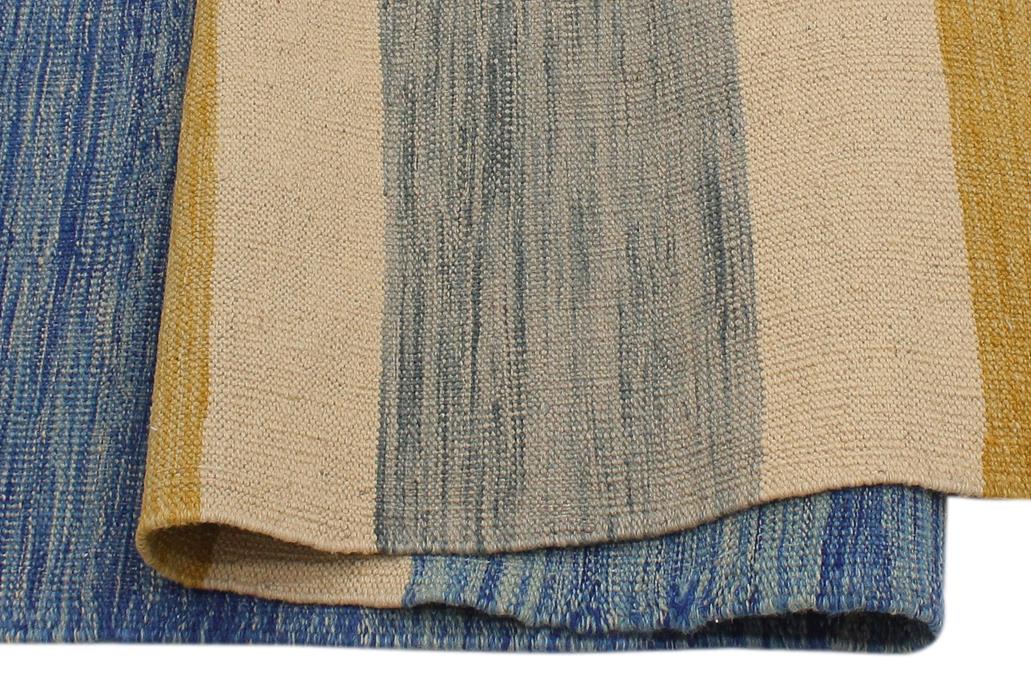 Flat Weave Kilim Antique Navaho Vintage handmade Modern Kilim Beige Blue Hand-Woven Rectangle 100% Wool Area Rug 9x10 